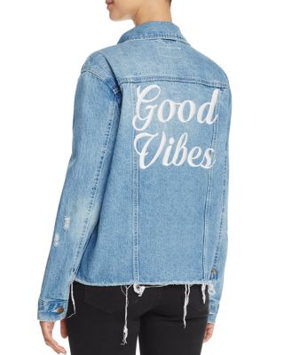 Pistola Good Vibes Embroidered Oversize Denim Jacket - 100% Bloomingdale's Exclusive