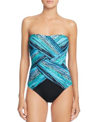 Gottex Snake Charmer Crisscross Bandeau One Piece Swimsuit