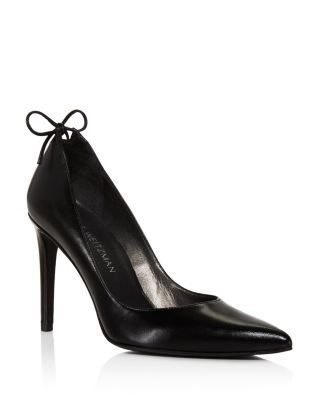 Stuart Weitzman Peekabow Leather Pointed Toe High Heel Pumps