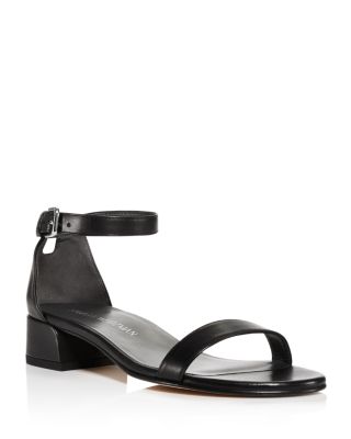 Stuart Weitzman Nudistjune Leather Block Heel Ankle Strap Sandals