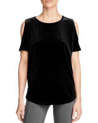 Alison Andrews Cold-Shoulder Velvet Top