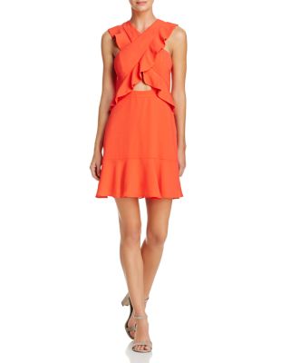 BCBGMAXAZRIA Ruffle Cross-Front Dress