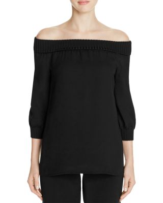 Lafayette 148 New York Marlo Off-the-Shoulder Silk Blouse