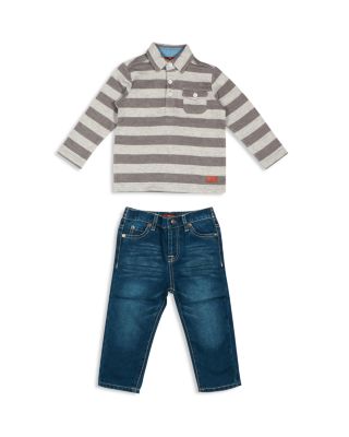 7 For All Mankind Infant Boys' Striped Polo Shirt & Straight Jeans Set - Sizes 12-24 Months