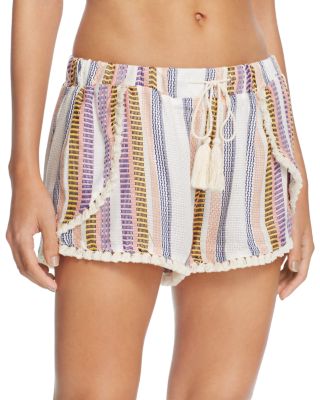 Surf Gypsy Stripe Split Leg Swim Cover Up Shorts