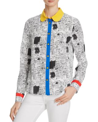 Alice and Olivia Gary Printed Silk Shirt