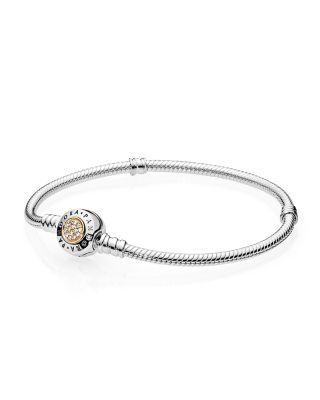 PANDORA Bracelet - Signature Sterling Silver, 14K Gold & Cubic Zirconia, Moments Collection