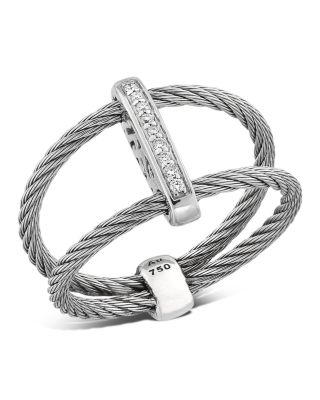 ALOR Double Cable Ring with Diamonds