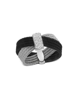 ALOR Diamond Black & Gray Multi-Band Cable Ring