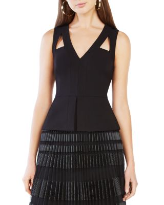 BCBGMAXAZRIA Hailee Cutout Peplum Top