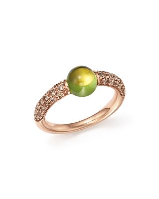 Pomellato M'Ama Non M'Ama Ring with Peridot and Brown Diamonds in 18K Rose Gold