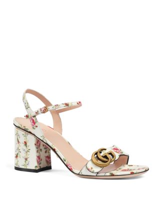 Gucci Marmont Floral Print Open Toe Sandals 