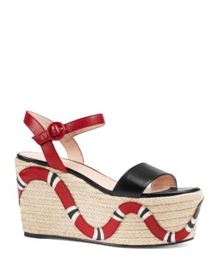 Gucci Barbette Ankle Strap Platform Wedge Sandals 