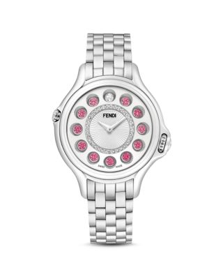 FENDI CRAZY CARATS STAINLESS STEEL ROTATING GEMSTONES WATCH WITH DIAMONDS, 38MM,F107034000D2T05