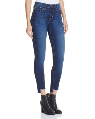 Flying Monkey Step Hem Skinny Jeans in Dark Wash