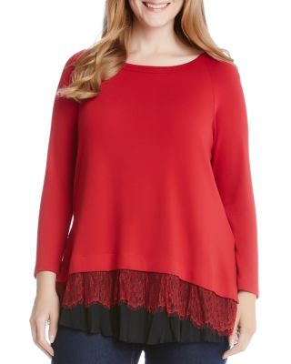 Karen Kane Plus Mixed Media Tier Hem Top