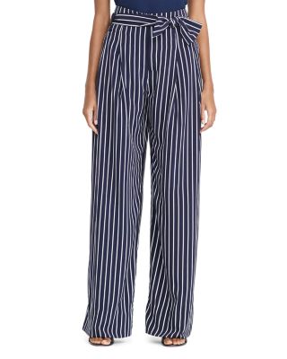 Lauren Ralph Lauren Belted Pinstripe Wide Leg Pants