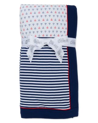 Little Me Infant Boys' Simple Sailor Reversible Blanket