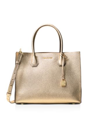 MICHAEL Michael Kors Studio Mercer Large Convertible Metallic Pebbled Leather Tote