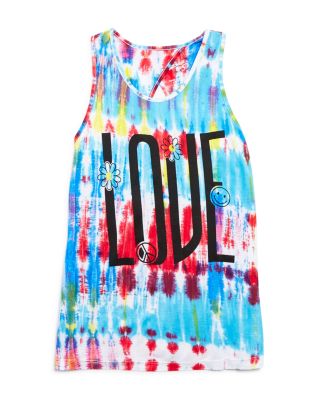 Flowers by Zoe Girls' Tye Dye Love Cutout Tank - Sizes S-XL