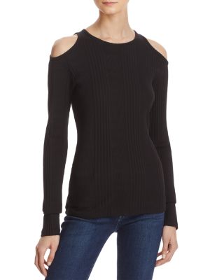 FRAME Ribbed Cold Shoulder Top 