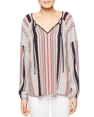 Sanctuary Lana Geo Stripe Peasant Blouse