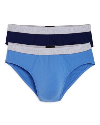 Hanro Stretch Cotton Essential Briefs, Pack Of 2 In Middle Blue/deep Cobalt