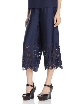 ALICE AND OLIVIA ALICE + OLIVIA EDEN EMBROIDERED SILK ANKLE trousers,CC704D51112