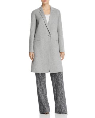 Theory Double-face Wool And Cashmere Reefer Coat In Melange Grey