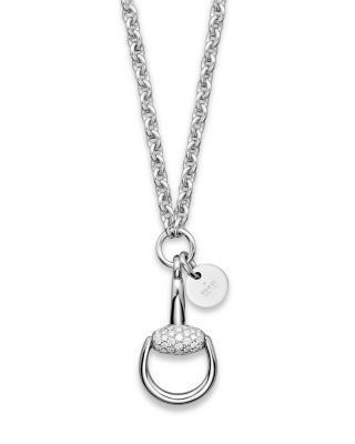 Gucci Horsebit Diamond and 18K White Gold Necklace, 16.9