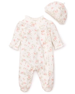 Little Me Infant Girls' Vintage Rose Footie & Cap - Sizes 3-9 Months