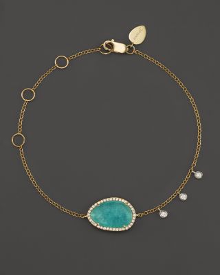 Meira T Meira T 14K Yellow Gold Amazonite Bracelet with Diamonds