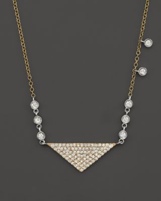 Meira T Meira T 14K Yellow Gold Triangle Pendant Necklace with Diamonds, 15