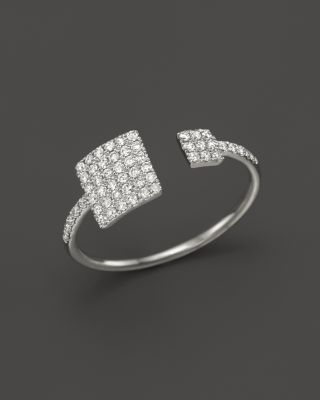 Meira T Meira T 14K White Gold Open Square Ring with Diamonds