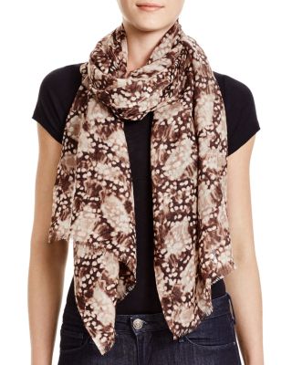 AQUA Feather-Print Scarf | Bloomingdale's