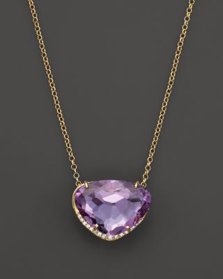 VIANNA BRASIL 18K Yellow Gold Necklace with Amethyst and Diamond Accents, 16.5