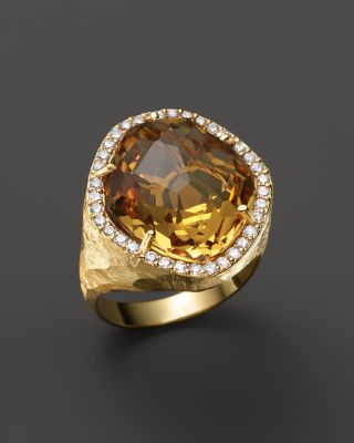 VIANNA BRASIL 18K Yellow Gold Ring with Citrine and Diamond Accents