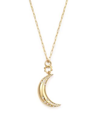 Monica Rich Kosann 18K Yellow Gold Small Moon Charm Necklace, 17