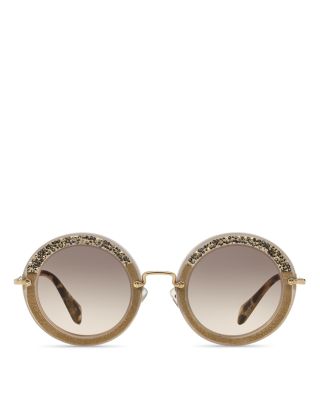 Miu Miu Glittering Round Sunglasses, 49mm | Bloomingdale's