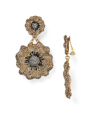 Roni Blanshay Crystal Flower Drop Earrings