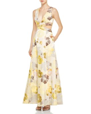 ABS by Allen Schwartz V-Neck Floral Print Gown