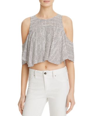 GUESS Flara Striped Cold Shoulder Top