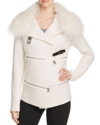 Barbara Bui Fur Collar Zip Cardigan