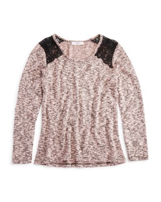 Pinc Premium Girls' Lace Trimmed Marled Top - Sizes S-XL