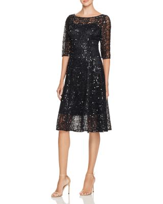 Kay Unger Sequined Mesh Dress