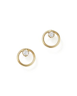 Zoë Chicco 14K Yellow Gold Paris Small Circle Diamond Earrings