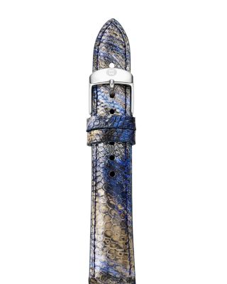 MICHELE Twilight Blue Metallic Lizard Watch Strap, 16mm