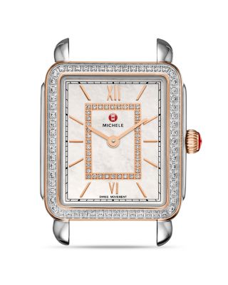 MICHELE Deco II Rose Gold Diamond Dial Watch Head, 26 x 27.5mm