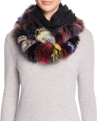 Surell Infinity Loop Scarf with Fox Fur Trim