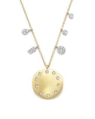 Meira T 14K White and Yellow Gold Curved Disc Pendant Necklace, 16